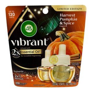 Air Wick Essential Oils Harvest Pumpkin & Spice Scented Oil 2 Refills New